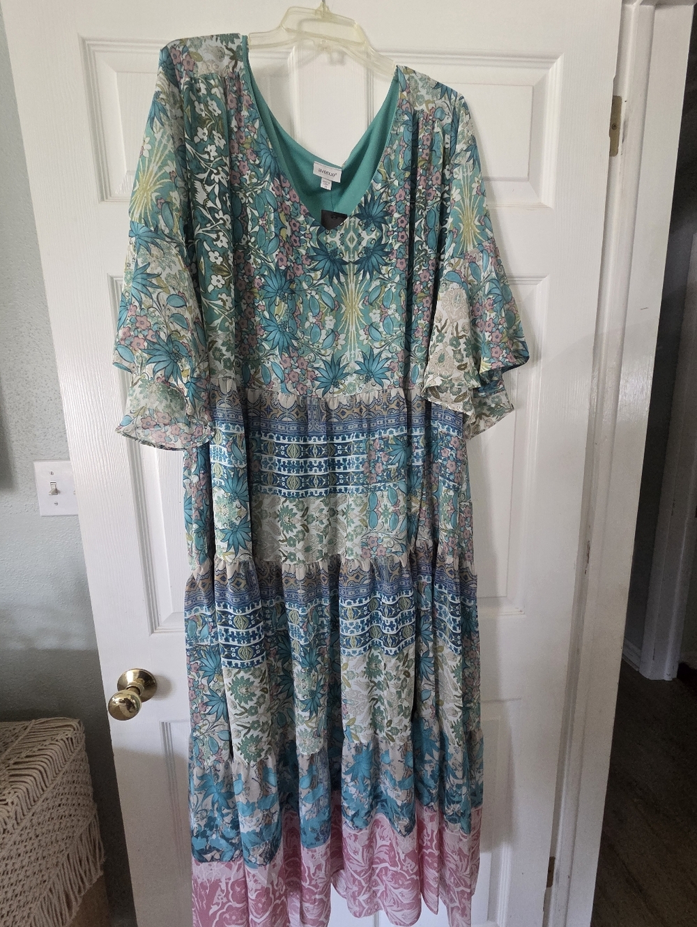 New Bohemian Floral Teal Maxi Dress